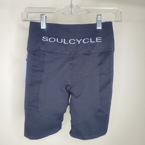 NWT Spiritual Gangster X Soulcycle Ribbed High Waist Bike Shorts Dark Gray M/L - Picture 10 of 13